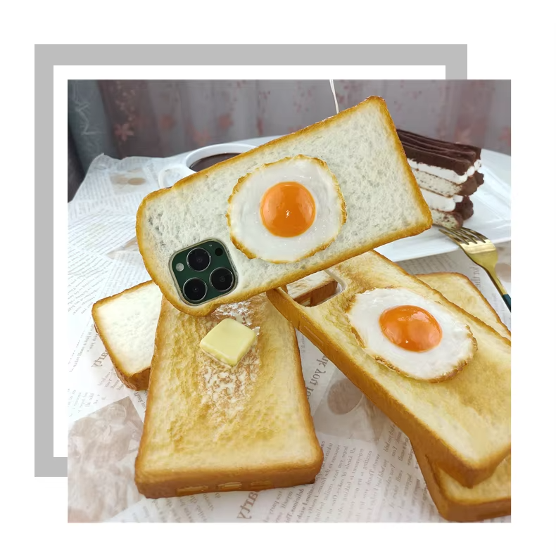 Premium Apple iPhone Case, MagSafe Compatible, Camera Lens and Screen Protection, Ultra Thin, Shockproof, Magnetic, Full All Around Protection, 3D Toast Bread Soft Cover