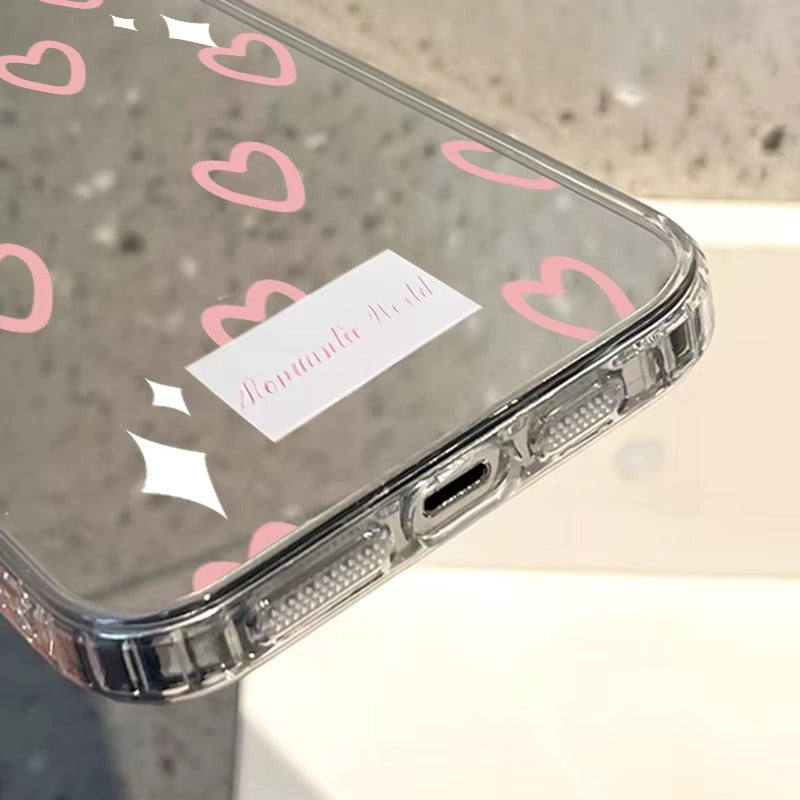 Luxury Apple iPhone Case, MagSafe Compatible, Camera Lens and Screen Protection, Ultra Thin, Shockproof, Magnetic, Full All Around Protection, Heart Mirror Soft Cover
