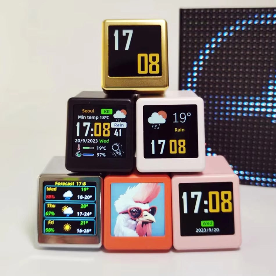 Premium Creative Smart WiFi Desktop Clock for iPhone –Mini Weather Display with Cute Animations, Electronic Photo Frame
