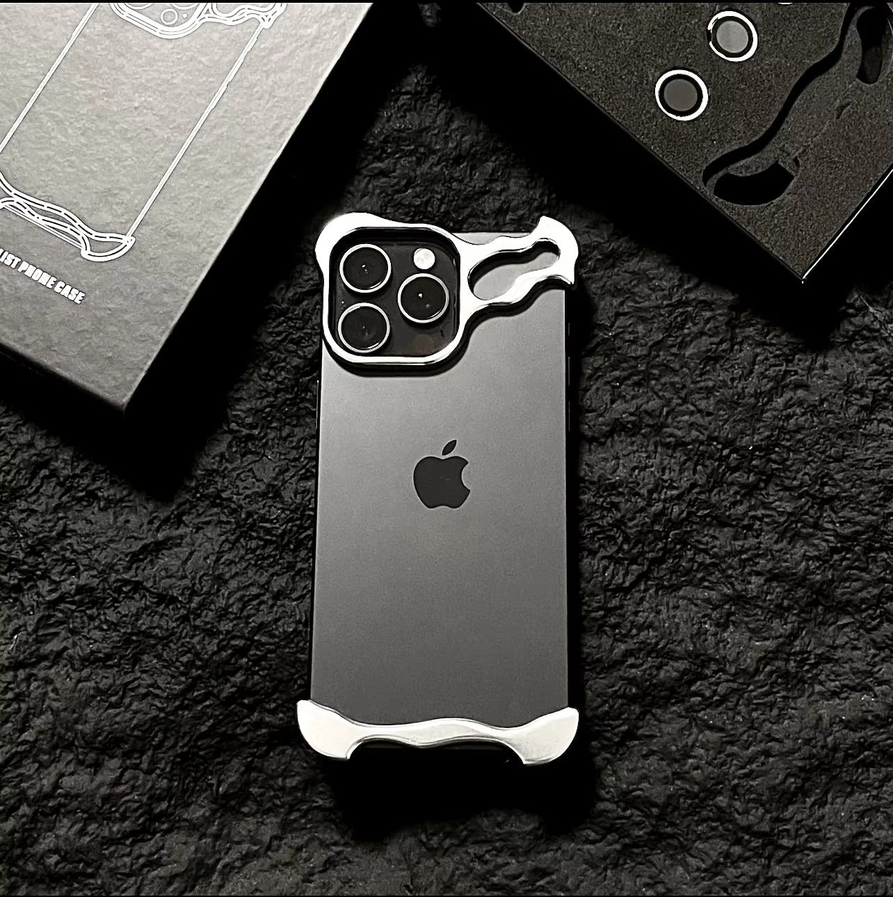 Luxury Metal Bumper Apple iPhone Case, MagSafe Compatible, Ultra Thin Magnetic Irregular Aluminum Frame and Lens Film Guard
