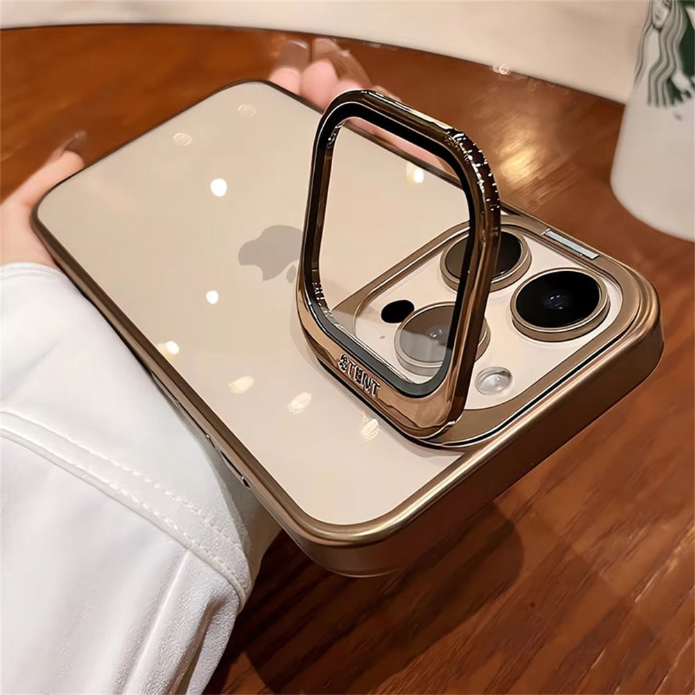 Luxury Apple iPhone Case, Ultra Thin Shockproof Magnetic Full All Around Protection Cover with Plating Stand & Hard Shell
