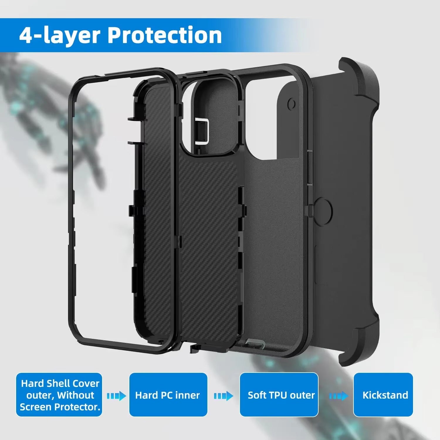 Robust Apple iPhone Case, MagSafe Compatible, Camera Lens & Screen Protection, Ultra Thin, Shockproof, Magnetic Full All Around Cover – Slide Belt Clip Holster Case with Kickstand Holder & Heavy Duty Back Protection