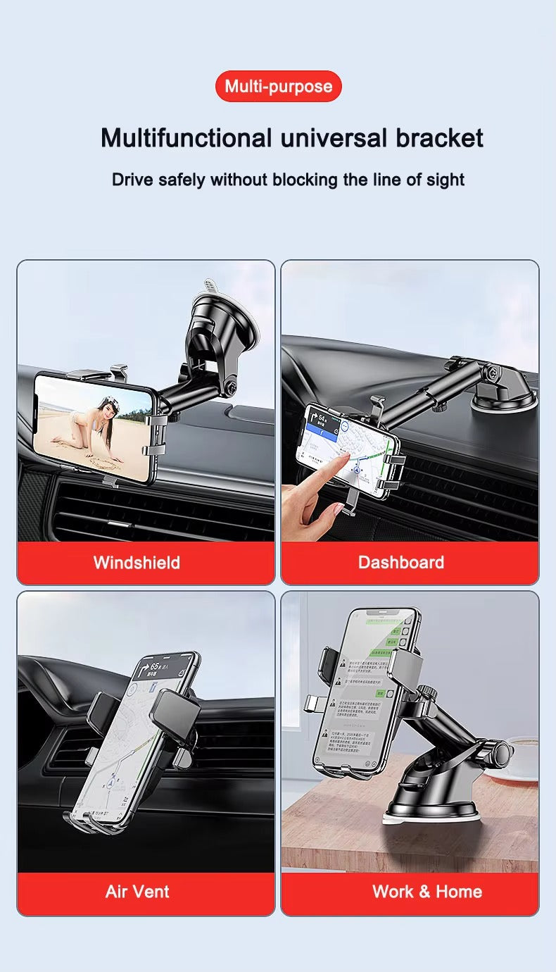 Premium Suction Cup Car Phone Holder for iPhone – Windshield & Dashboard Mount, Mobile Stand for Apple Devices