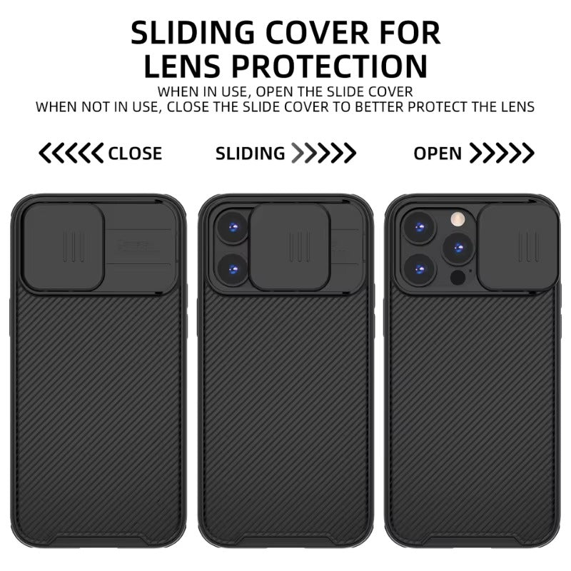 High Quality iPhone Case, MagSafe Compatible, Ultra Thin Magnetic Cover with Screen Guard Slide Camera Lens Protector Panel