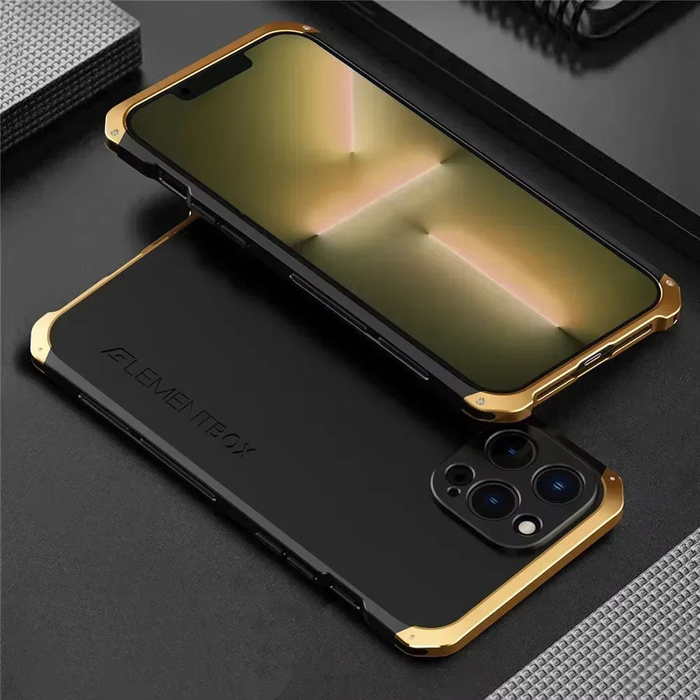 Robust Apple iPhone Case, MagSafe Compatible, Camera Lens & Screen Protection, Ultra Thin, Shockproof, Magnetic Full All Around Cover – Shockproof Metal Armor Case with Aluminum + PC Shell for Rugged Durability