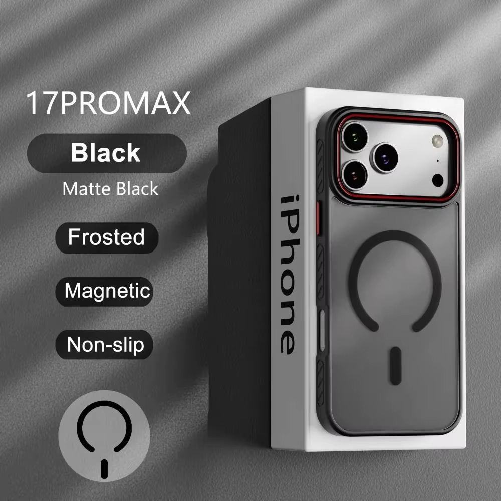 Luxury Transparent Matte iPhone Case – MagSafe Compatible Magnetic Protective Cover with Shockproof Frame and Raised Camera Lens Protector