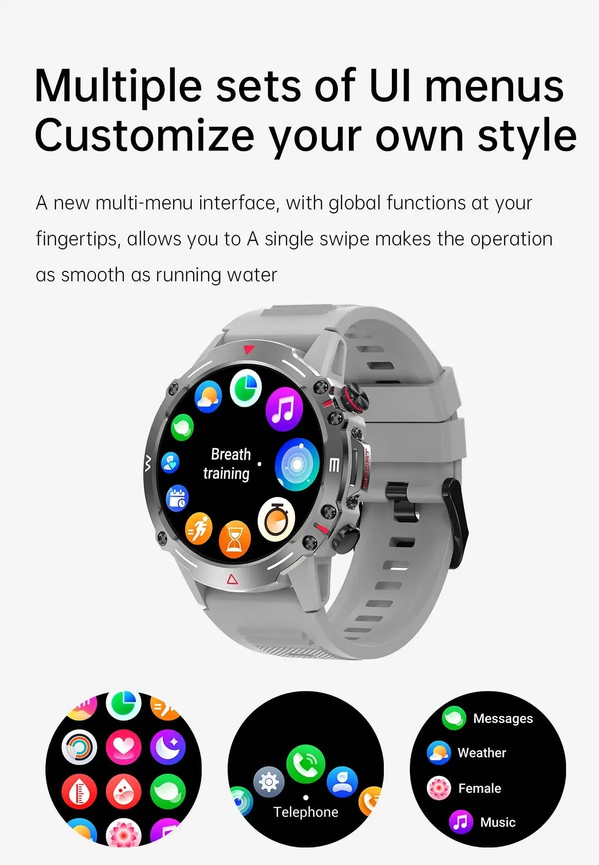 Premium Rugged AMOLED Smartwatch – 1.43" Bluetooth Calling Watch, IP68 Waterproof, Fitness Tracker, SpO2, Sleep Monitor, Voice Assistant, Long Battery Life