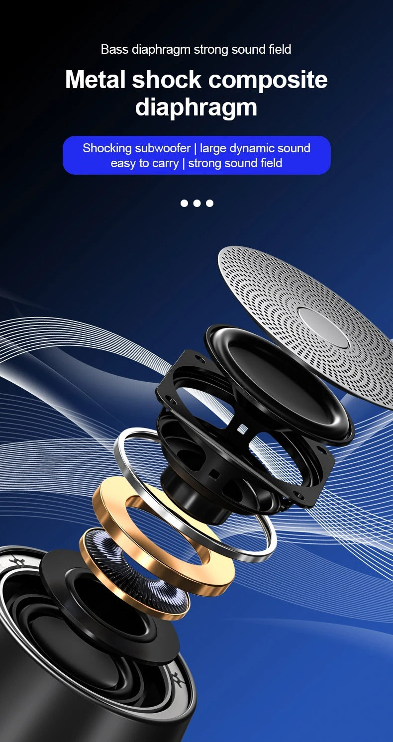 Premium RGB Bluetooth Speaker – Portable Wireless Mini Subwoofer with HiFi Stereo Sound, 360° Surround, TWS Pairing, TF Card, Long Battery Life