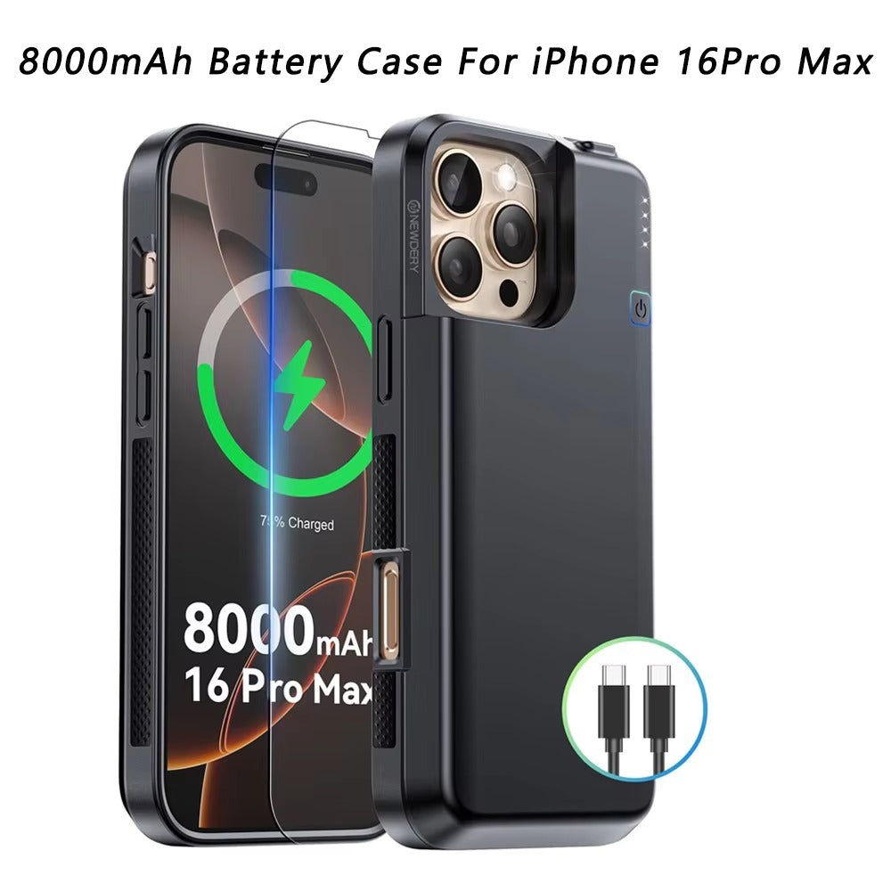 High Quality Apple iPhone Case MagSafe Compatible, Camera Lens & Screen Protection, Ultra Thin Shockproof Magnetic Full All Around Protection Cover with 8000mAh Battery Pack