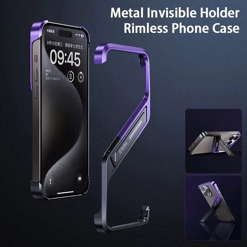 Premium Apple iPhone Case, MagSafe Compatible, Camera Lens & Screen Protection, Ultra Thin, Shockproof, Magnetic Full All Around Cover – Rimless Aluminum S-Type Case with Invisible Stand & Heat Dissipation Shell