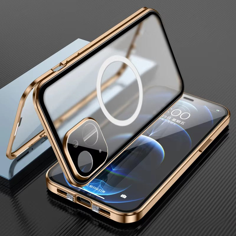Premium Apple iPhone Case, MagSafe Compatible, Camera Lens & Screen Protection, Ultra Thin, Shockproof, Magnetic Full All Around Cover – 360° Metal Frame Case with Aluminum Alloy & Full Screen Protection