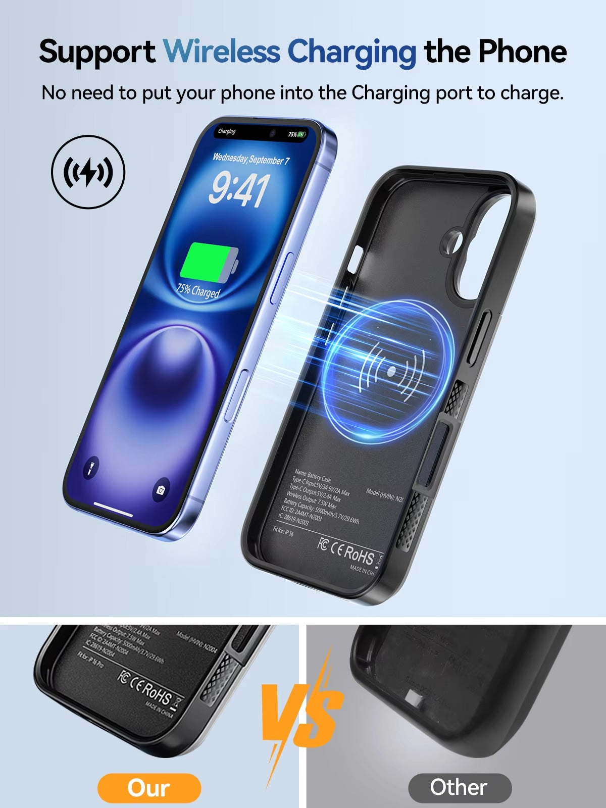 High Quality Apple iPhone Case MagSafe Compatible, Camera Lens & Screen Protection, Ultra Thin Shockproof Magnetic Full All Around Protection Cover with 8000mAh Battery Pack