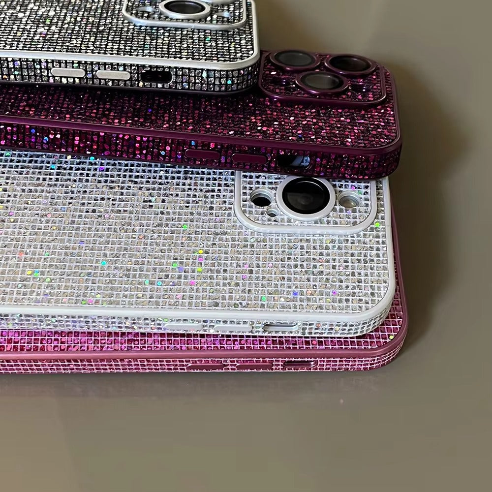 Luxury Apple iPhone Case, MagSafe Compatible, Camera Lens & Screen Protection, Ultra Thin, Shockproof, Magnetic Full All Around Cover – Glitter Diamond Rhinestone Case with Lens Guard for Stylish Bling Protection