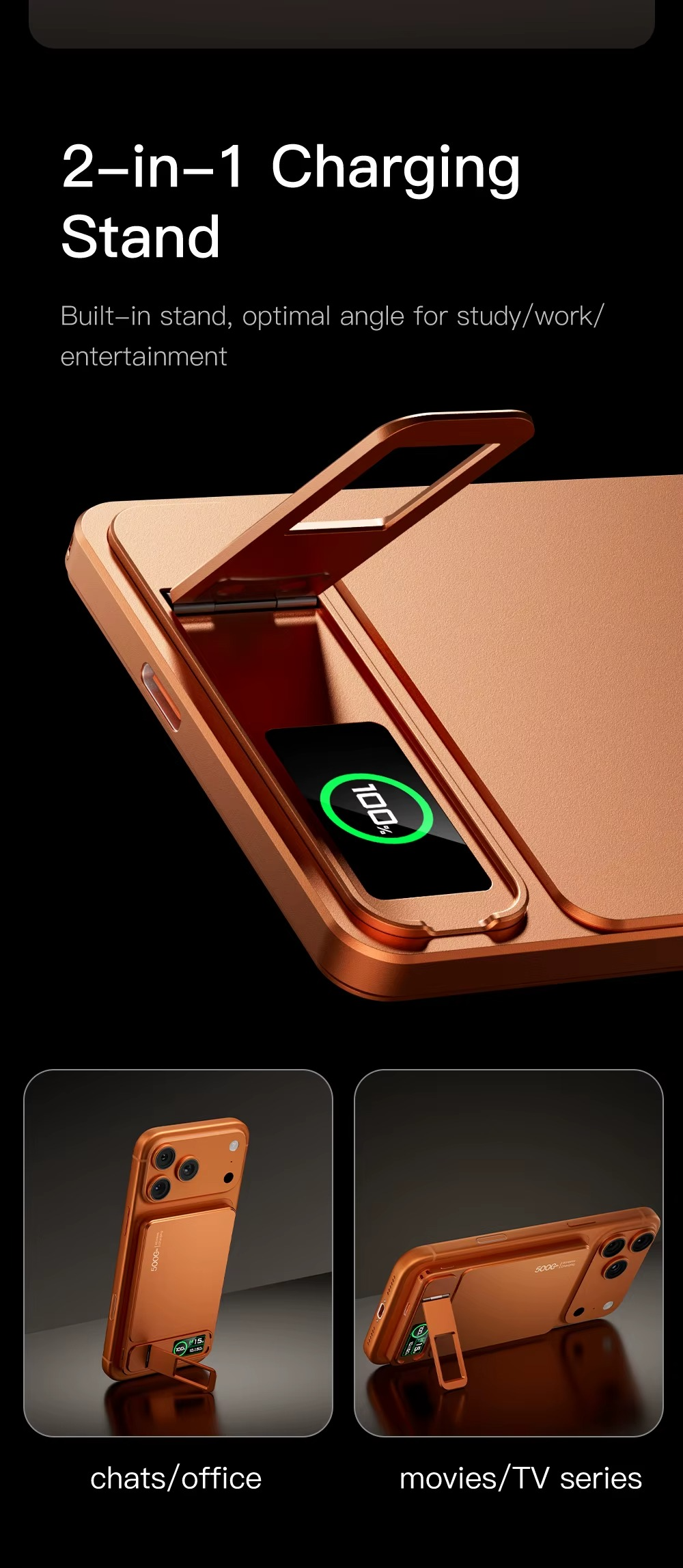 Premium Magnetic Wireless Power Bank 10000mAh – 20W Fast Charging Portable Battery with MagSafe Compatible Magnetic Charging, Digital Display and Phone Stand