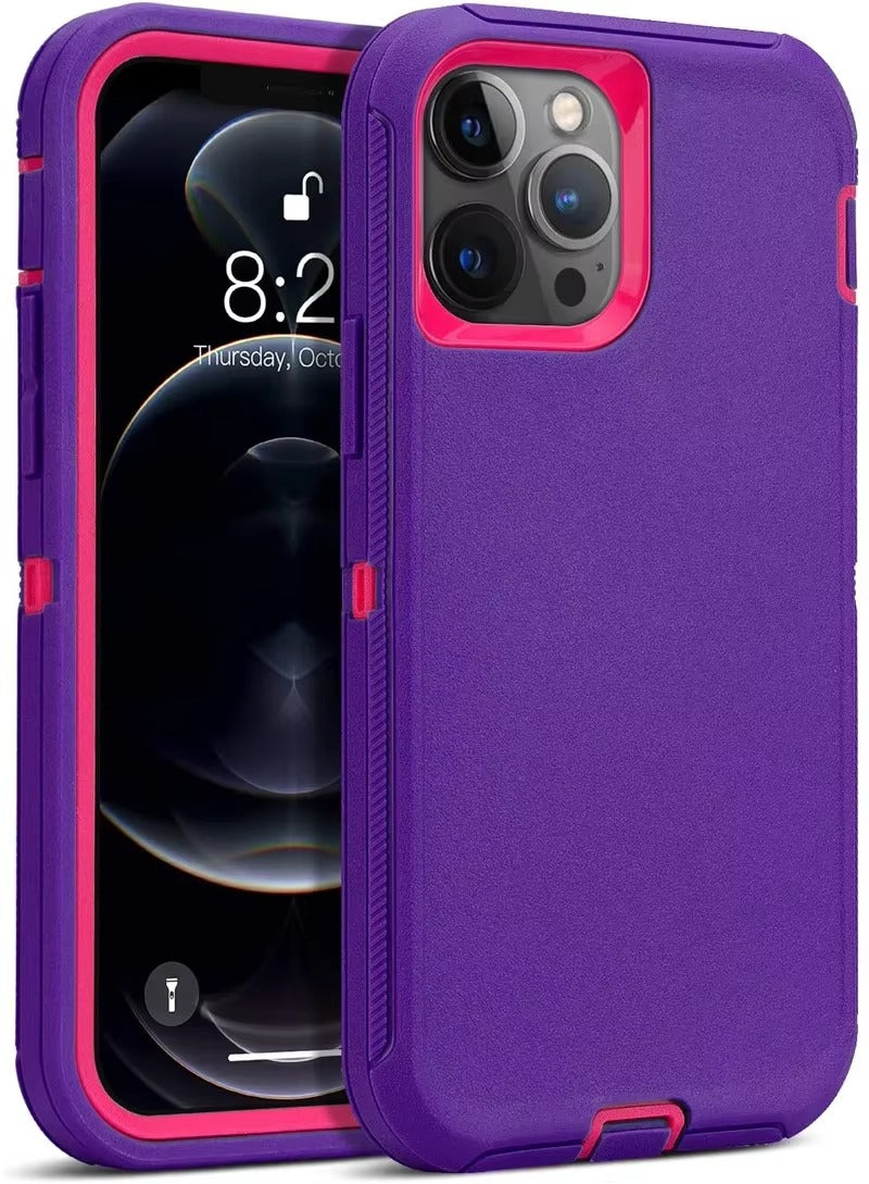 Robust Apple iPhone Case, MagSafe Compatible, Camera Lens & Screen Protection, Ultra Thin, Shockproof, Magnetic Full All Around Cover – 3-in-1 Defender Armor Rugged Case with Back Belt Clip & Full Body Protection