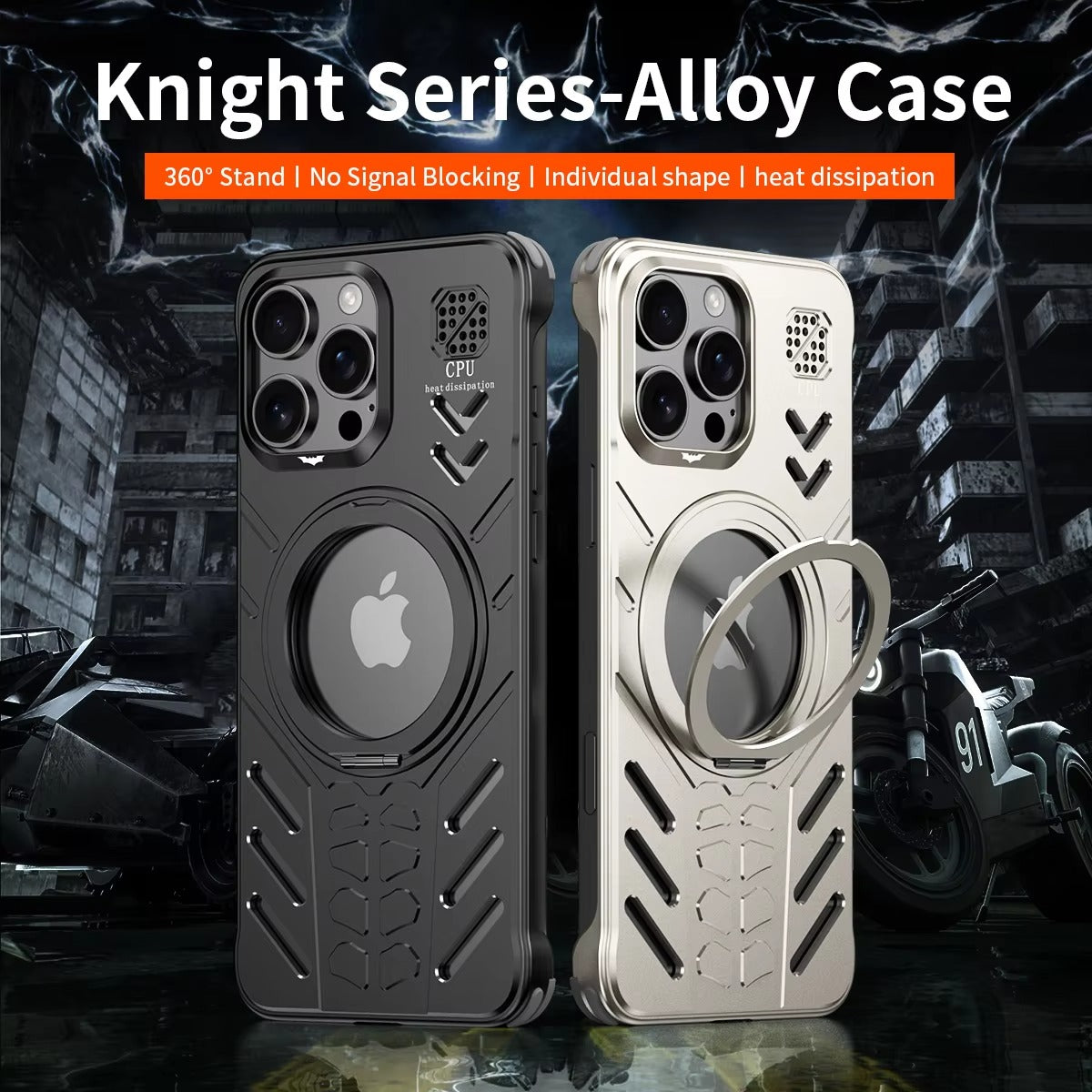 Luxury Apple iPhone Case, MagSafe Compatible, Camera Lens & Screen Protection, Ultra Thin, Shockproof, Magnetic Full All Around Cover – Hollow Aluminum Alloy Case with Magnetic Metal Holder, Stand & Heat Dissipation Design