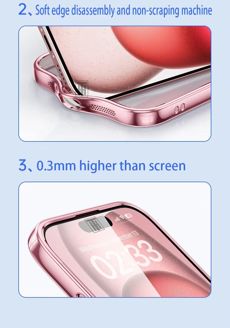 Luxury Apple iPhone Case, MagSafe Compatible, Camera Lens & Screen Protection, Ultra Thin, Shockproof, Magnetic Full All Around Cover – Plating Transparent Silicone TPU Case with Magnetic Back & Lens Film Protection