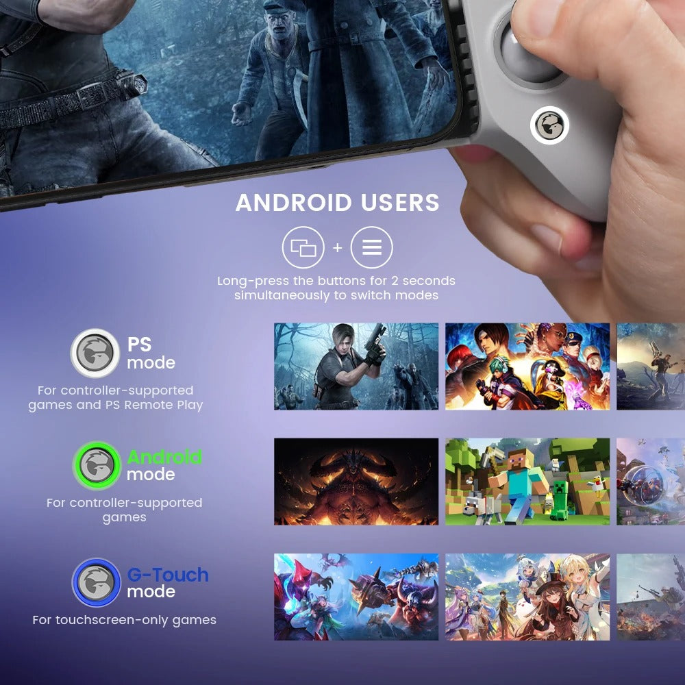 Premium Mobile Game Controller for iPhone, Hall Effect Joystick Gamepad, Wireless Stretchable Design for Apple Devices