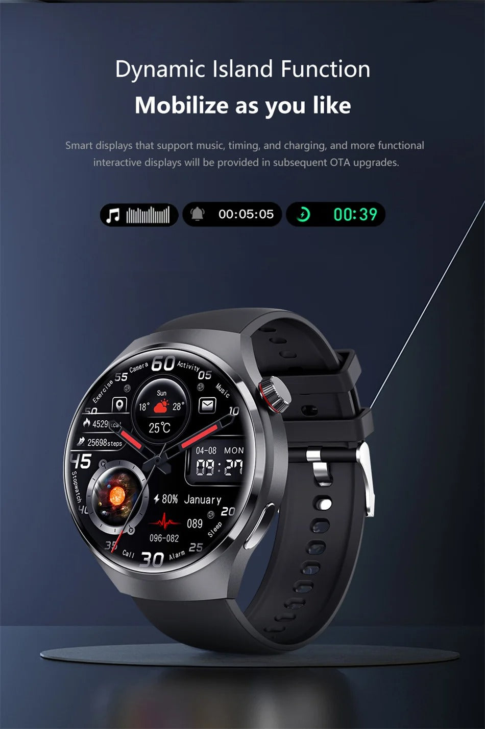 NFC GPS Smartwatch for Men – 1.6" AMOLED Display, Bluetooth Calling, Health & Fitness Tracker, Sleep Monitor, IP68 Waterproof, Long Battery Life, Voice Assistant