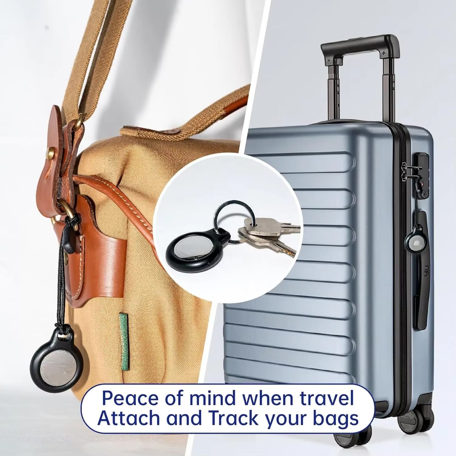 Secure Hard PC AirTag Holder with Strap – Anti-Lost Shockproof Keychain Case, 360° Protective Shell Cover for Apple AirTags, Luggage, Pets, Keys