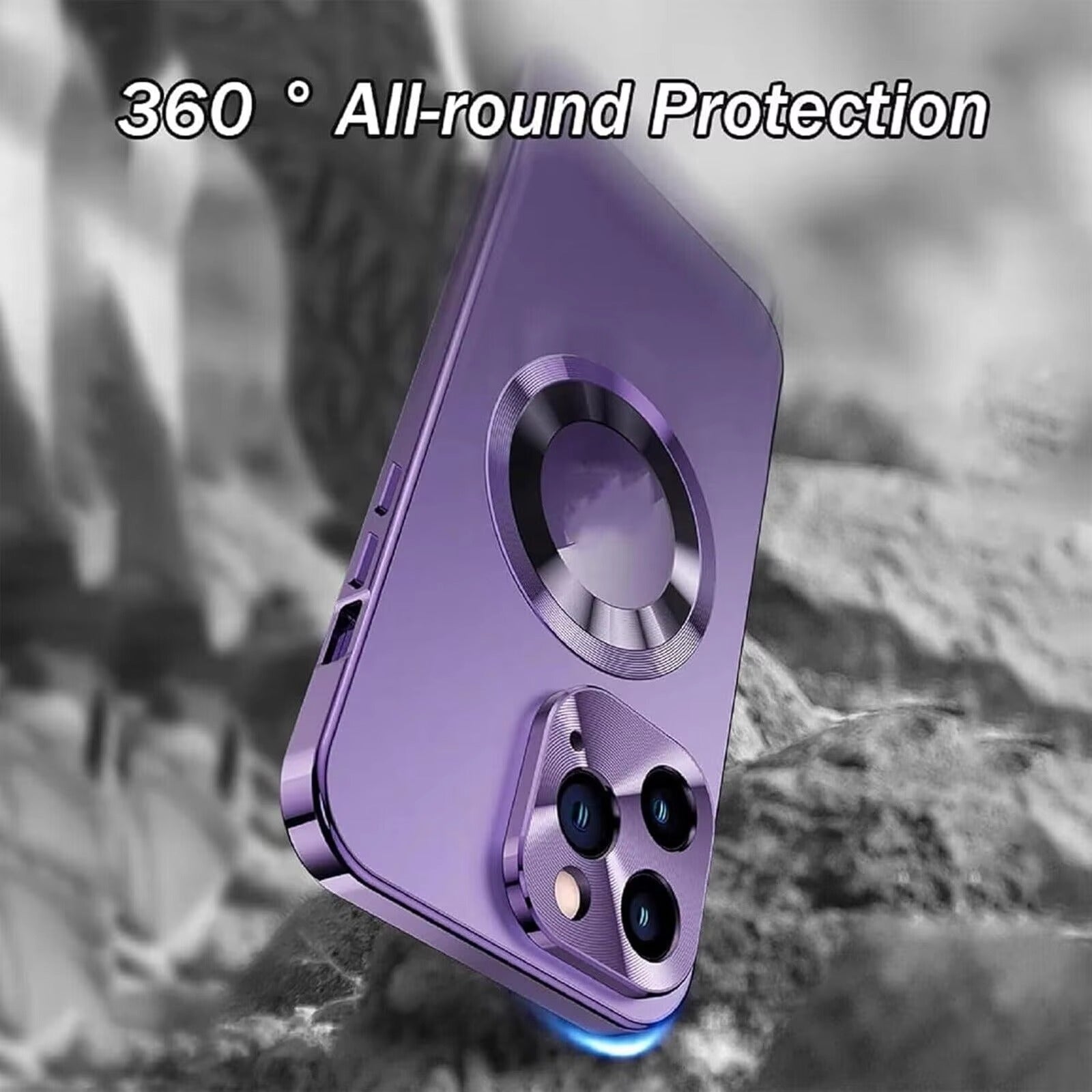 Premium Apple iPhone Case MagSafe Shockproof Magnetic Full All Around Protection Cover with Double Glass Alloy Frame