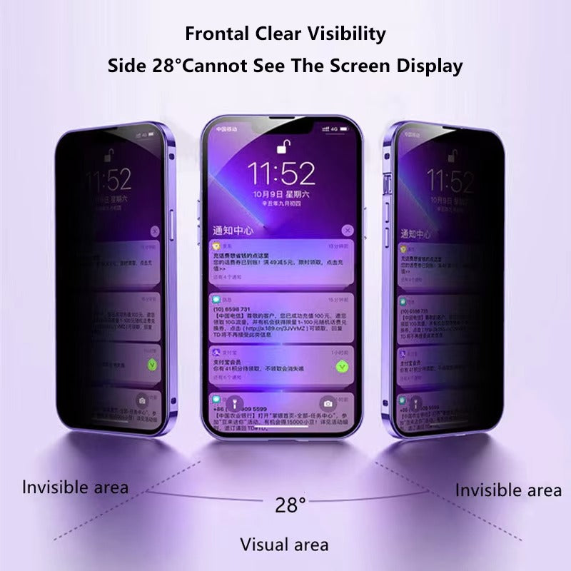 Premium Apple iPhone Case, MagSafe Compatible, Camera Lens & Screen Protection, Ultra Thin, Shockproof, Magnetic Full All Around Cover – Double Glass Anti-Peep Privacy Case with Magnetic Adsorption & Lens Protection