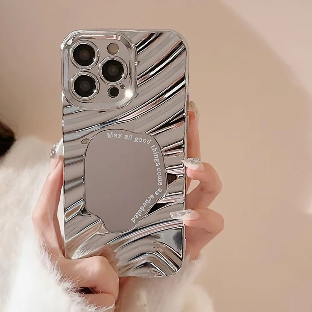Luxury Apple iPhone Case, MagSafe Compatible, Camera Lens and Screen Protection, Ultra Thin, Shockproof, Magnetic, Full All Around Protection, Wavy Mirror Bumper Cover