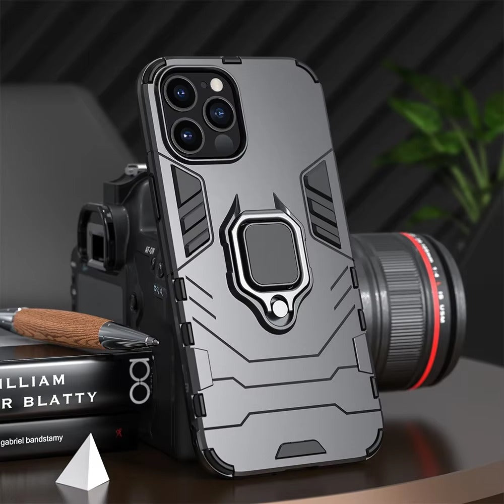 Robust Apple iPhone Case, MagSafe Compatible, Camera Lens and Screen Protection, Ultra Thin, Shockproof, Magnetic, Full All Around Protection, Armor Ring Stand Cover