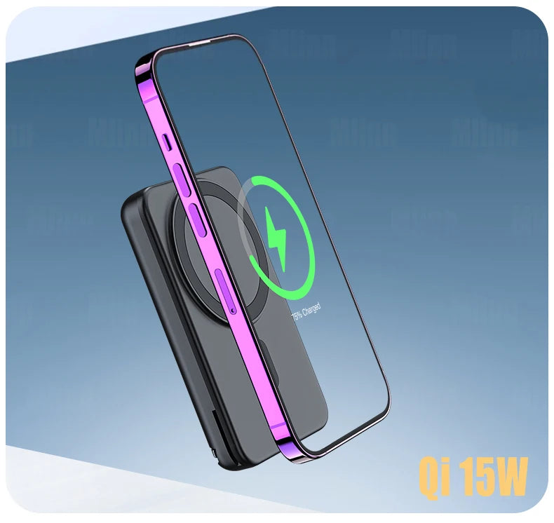 Premium 3-in-1 Magnetic Wireless Charging Station & Portable Power Bank – Fast Charger for iPhone, Apple Watch & AirPods with Detachable Design