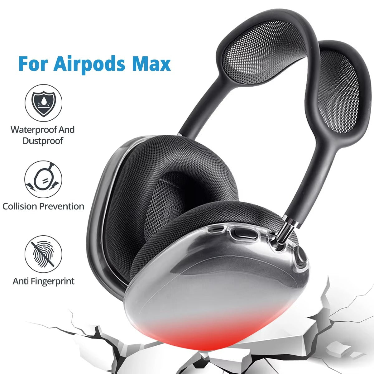 Premium Transparent TPU Case for AirPods Max – Soft, Anti-Scratch, Shockproof Protective Cover for Wireless Headphones, Lightweight and Snug Fit