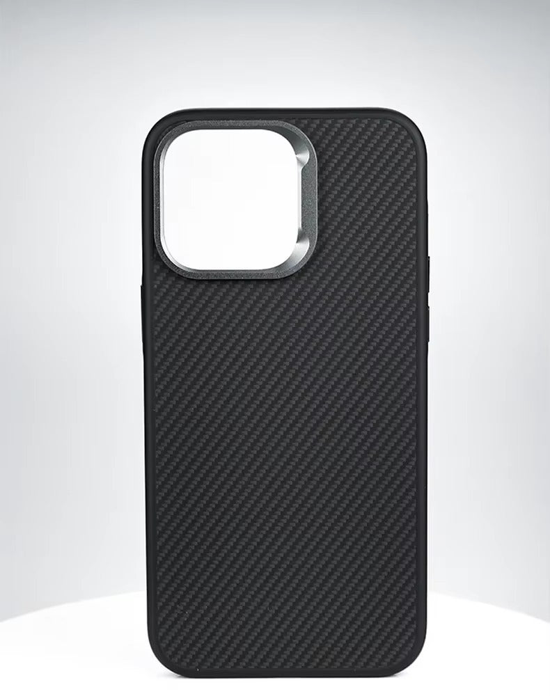Luxury Apple iPhone Case, MagSafe Compatible, Camera Lens & Screen Protection, Ultra Thin, Shockproof, Magnetic Full All Around Cover – Carbon Fiber Texture Case with Soft Rubber Frame for Durable, Stylish Protection