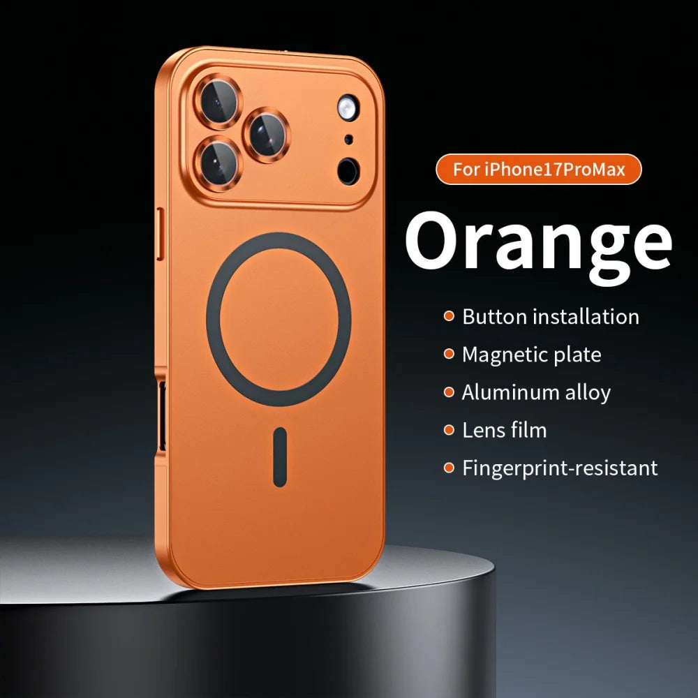 Premium iPhone Case MagSafe Compatible Magnetic Shockproof Cover with Camera Lens Protection Ultra Thin Full Protection Aluminum Metal Frame PC Back