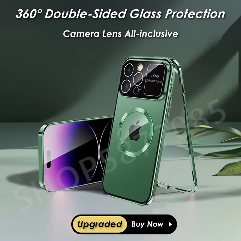 Luxury HD Glass Apple iPhone Case, MagSafe Compatible, Ultra Thin Magnetic Large Window Design and Camera Lens Shield