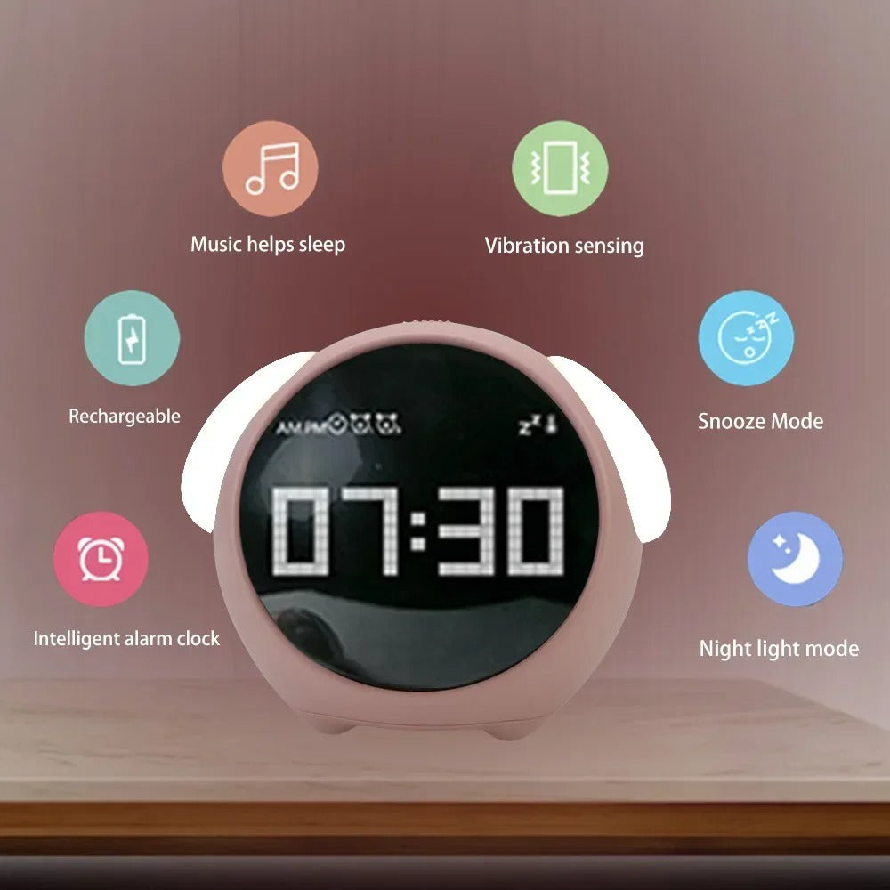 Luxury LED Digital Alarm Clock – Multifunction Voice Control Night Light with Snooze, Temperature Display, Dual Alarms, Music, Modern Home Design