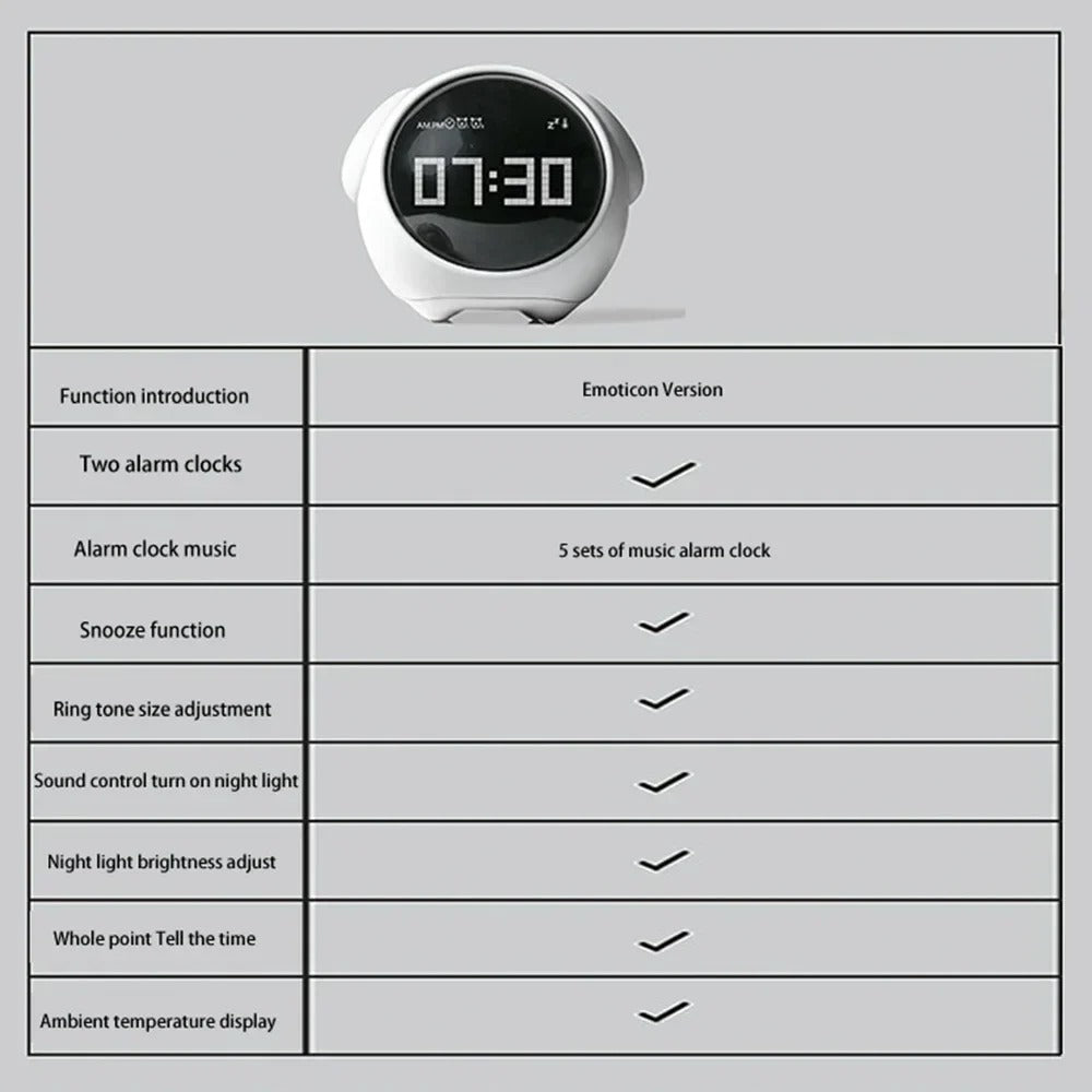 Luxury LED Digital Alarm Clock – Multifunction Voice Control Night Light with Snooze, Temperature Display, Dual Alarms, Music, Modern Home Design