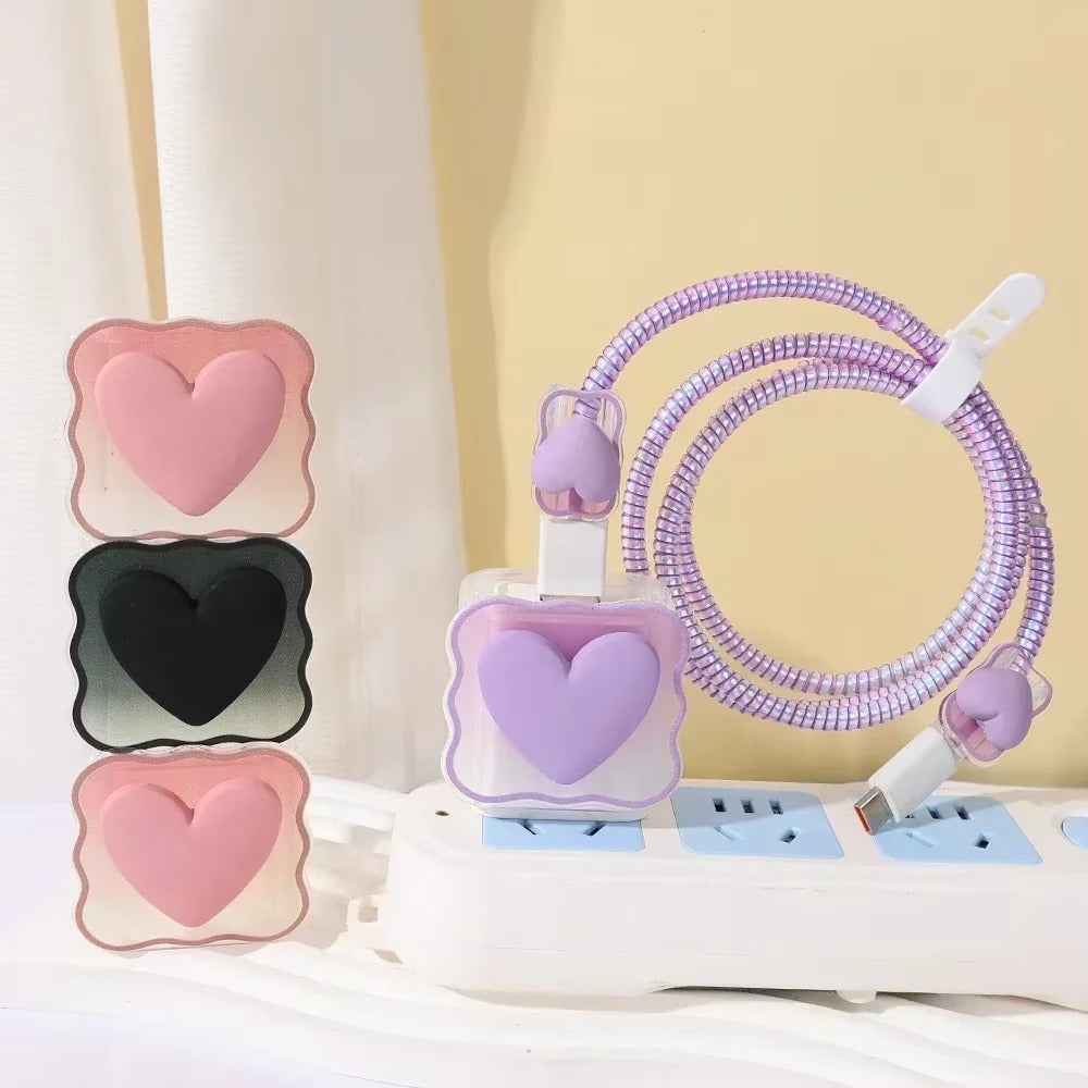 High Quality Heart-Shaped Charger Protector – Silicone Anti-Break, Scratch-Proof Cover Sleeve for Apple 18W, 20W Adapters,