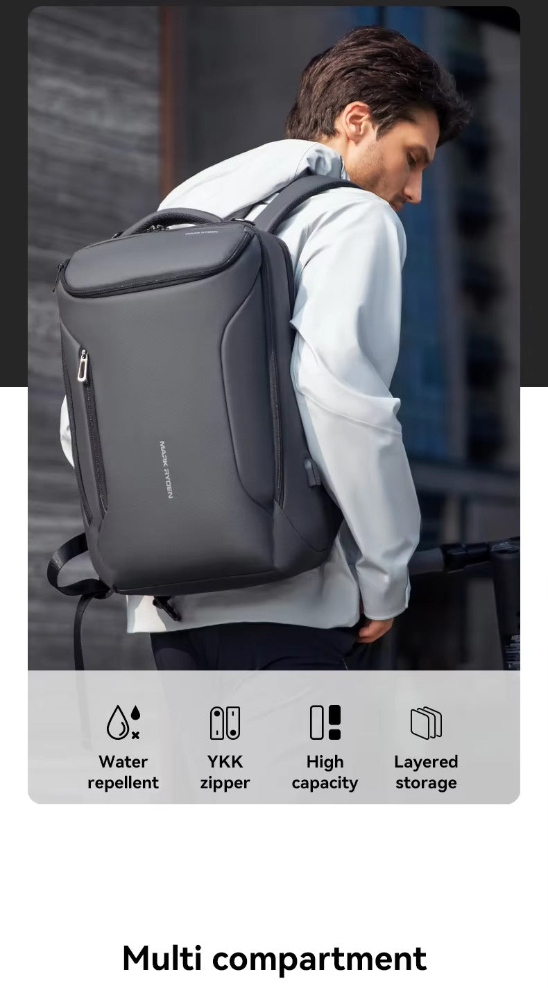 High Quality Waterproof Laptop Backpack for Men, USB Charging Travel Bag, Business Tech Rucksack Fits 17" MacBook