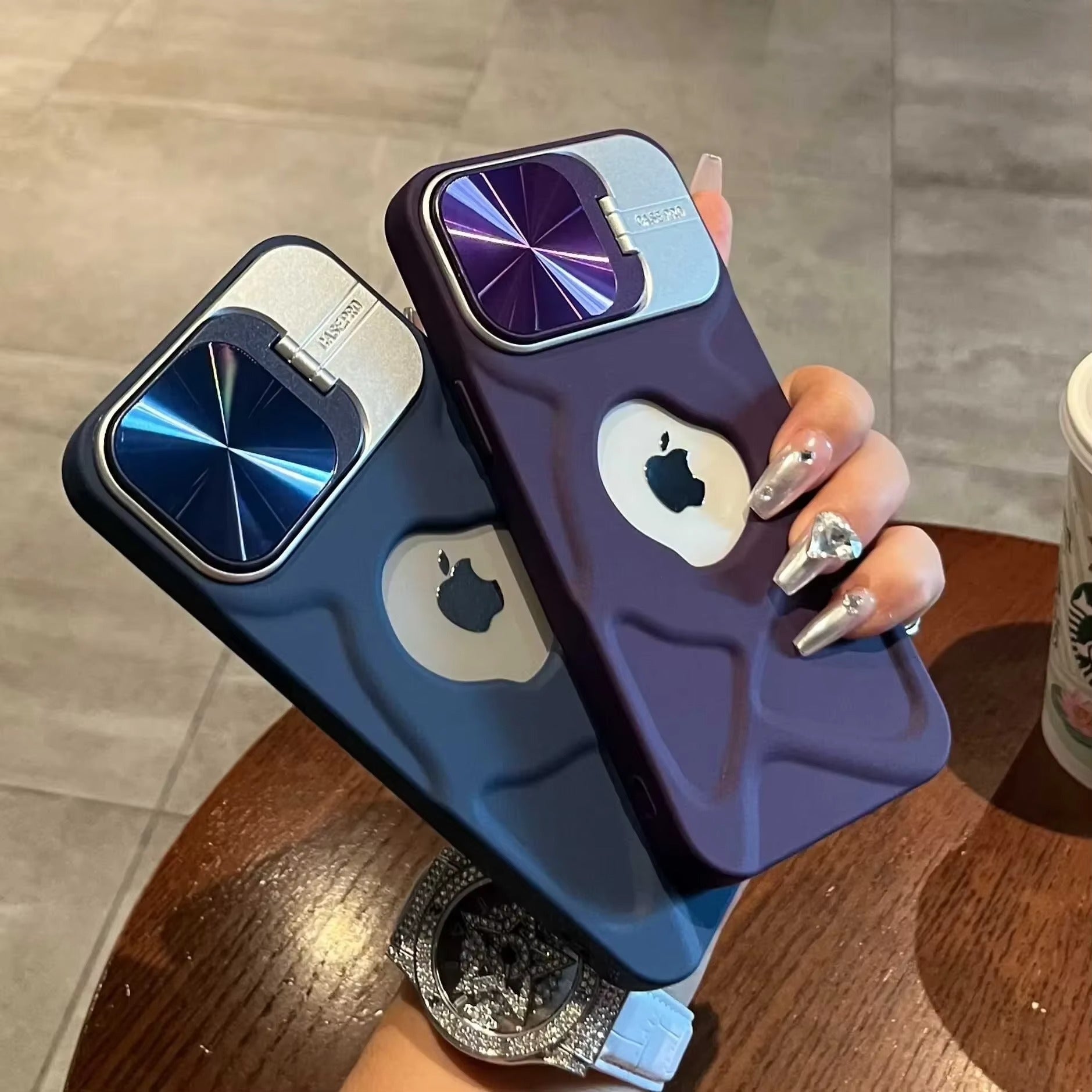 Luxury Apple iPhone Case Ultra Thin Shockproof Magnetic Full All Around Protection Cover with Matte Bracket & Logo Window