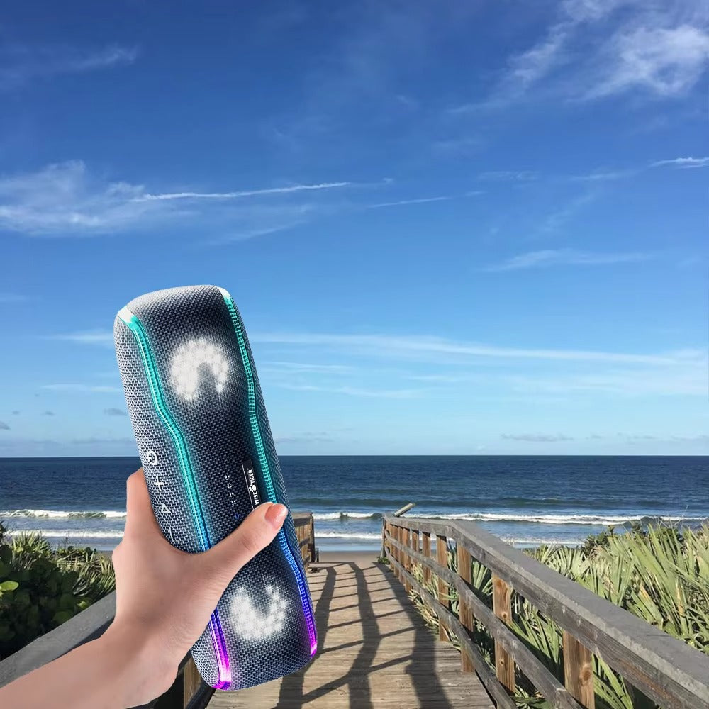 Premium Portable Bluetooth Speaker – IPX7 Waterproof Outdoor Sound Box with 25W Stereo Output, Colorful LED Lights