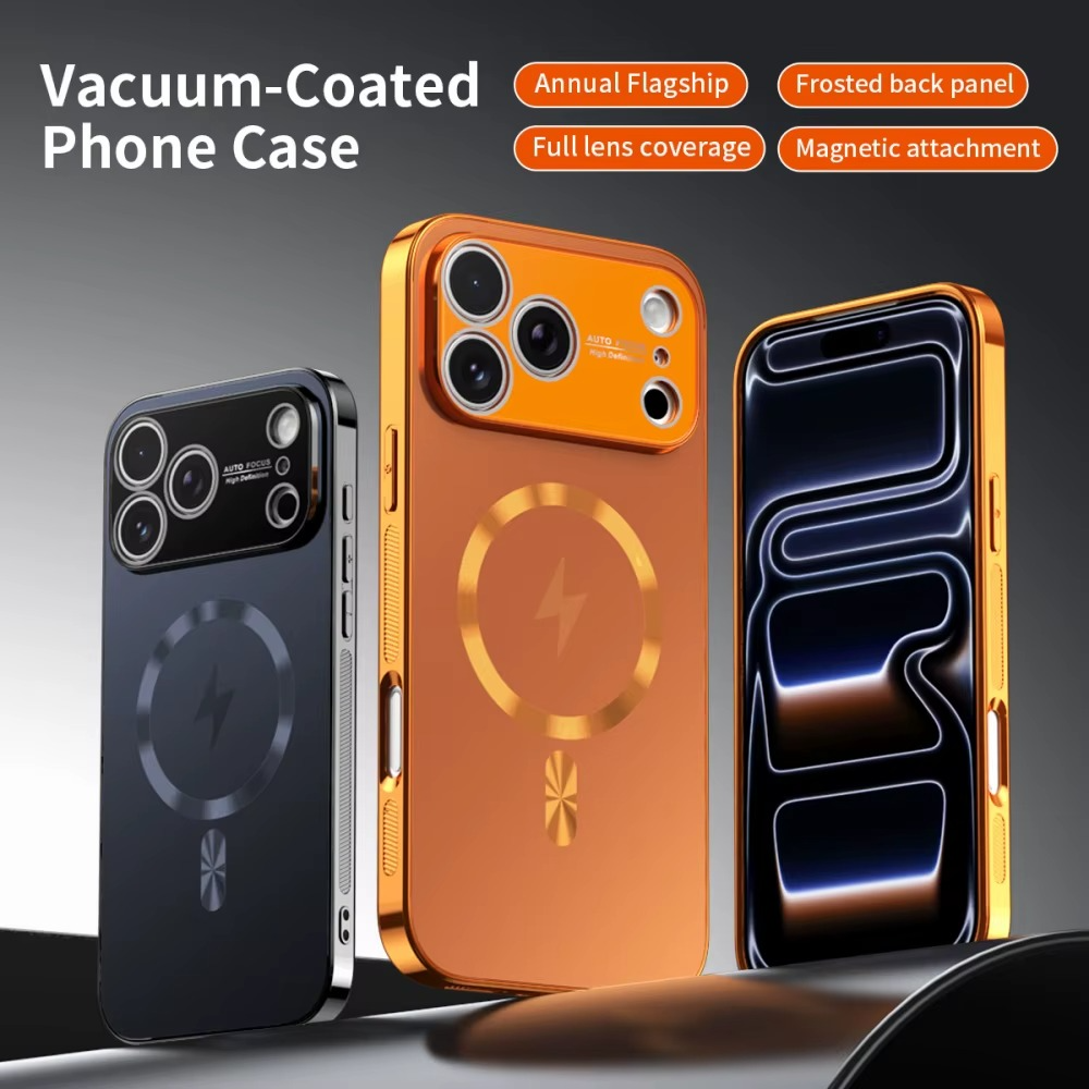 Luxury Matte Magnetic iPhone Case – MagSafe Compatible Protective Cover with Shockproof Frame, Electroplated Finish and Raised Camera Lens Protector