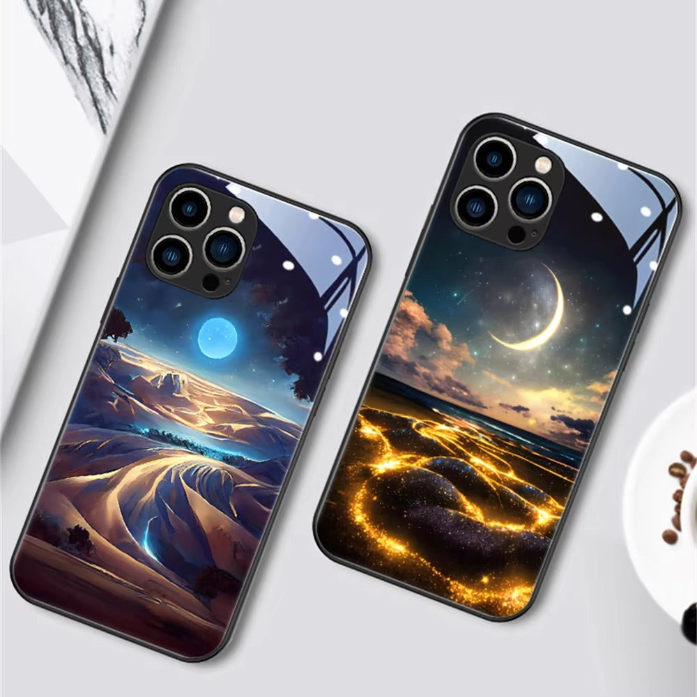 Premium Apple iPhone Case, MagSafe Compatible, Camera Lens and Screen Protection, Ultra Thin, Shockproof, Magnetic, Full All Around Protection, Starry Sky LED Glass Cover