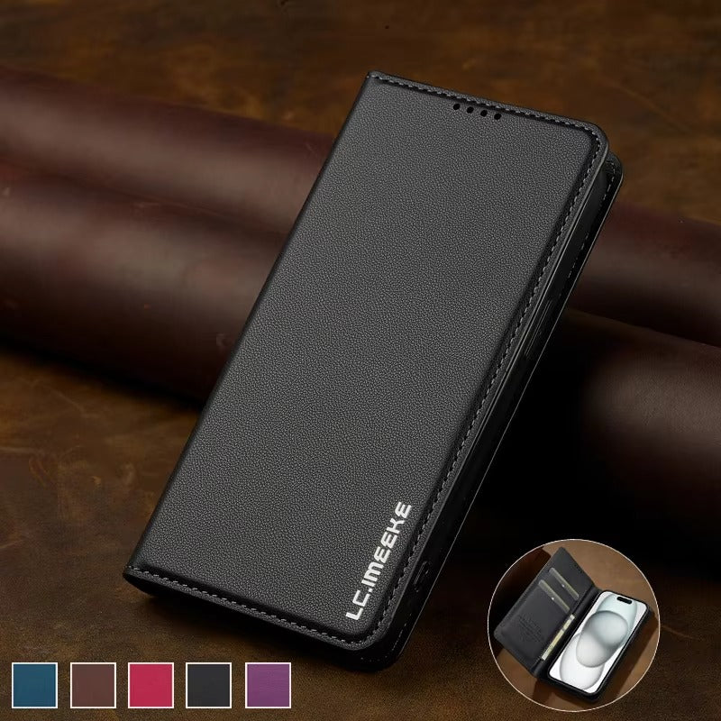 Luxury Apple iPhone Case, MagSafe Compatible, Camera Lens and Screen Protection, Ultra Thin, Shockproof, Magnetic, Full All Around Protection, Leather Flip Magnetic Cover