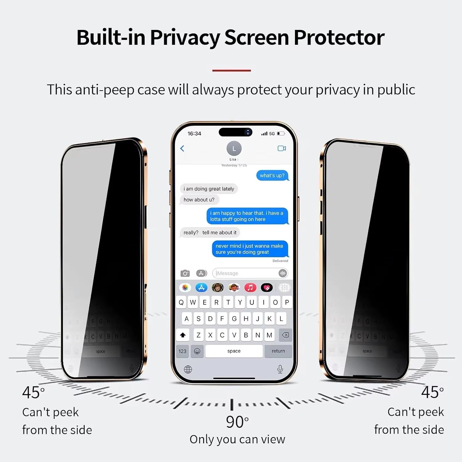 Premium Apple iPhone Case, MagSafe Compatible, Camera Lens & Screen Protection, Ultra Thin, Shockproof, Magnetic Full All Around Cover – Double Glass Anti-Peep Privacy Case with Magnetic Adsorption & Lens Protection