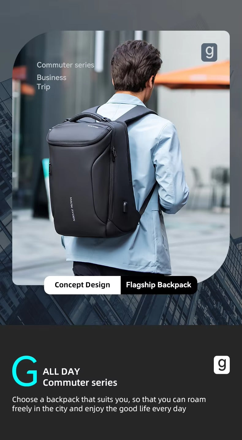 High Quality Waterproof Laptop Backpack for Men, USB Charging Travel Bag, Business Tech Rucksack Fits 17" MacBook