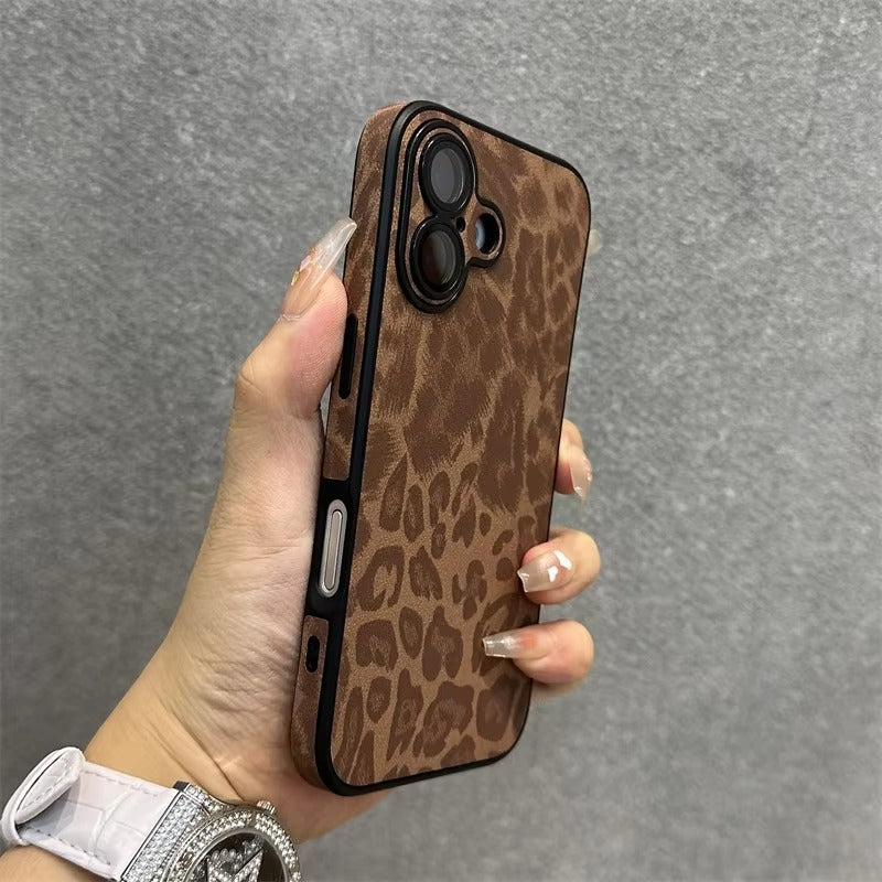 Luxury Apple iPhone Case MagSafe Compatible, Camera Lens & Screen Protection, Ultra Thin Shockproof Magnetic Full All Around Protection Cover with Wrist Strap & Leopard Design
