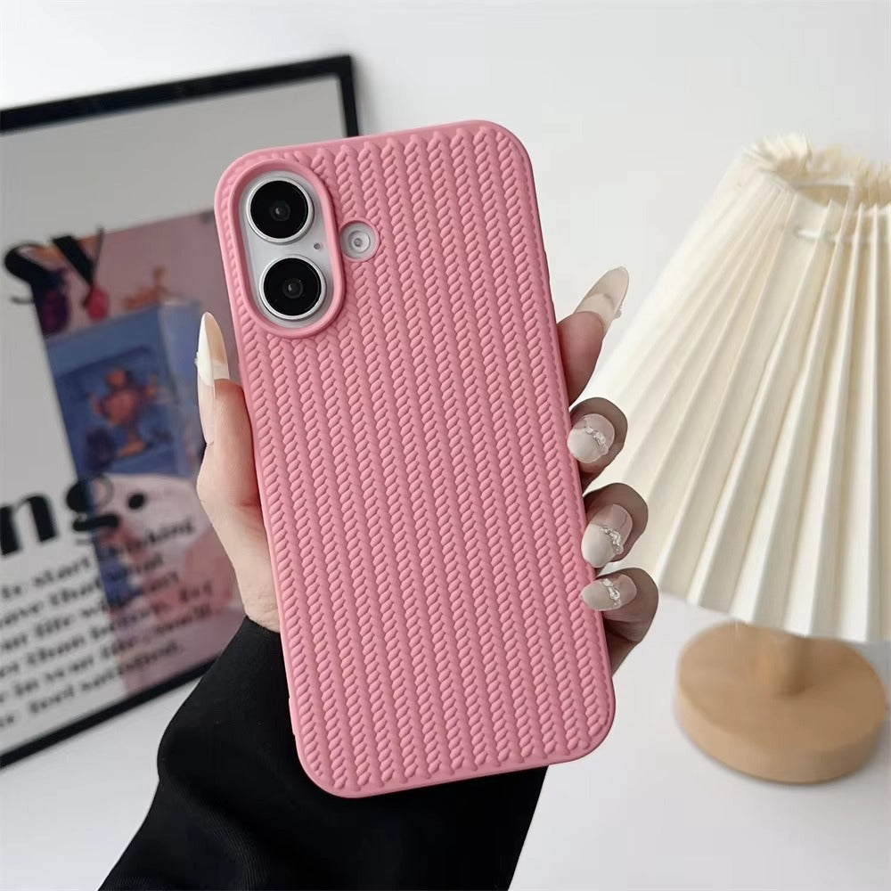 Luxury Apple iPhone Case, MagSafe Compatible, Camera Lens & Screen Protection, Ultra Thin, Shockproof, Magnetic Full All Around Cover – Woven Pattern Soft Silicone Case with Solid Color Stylish Design