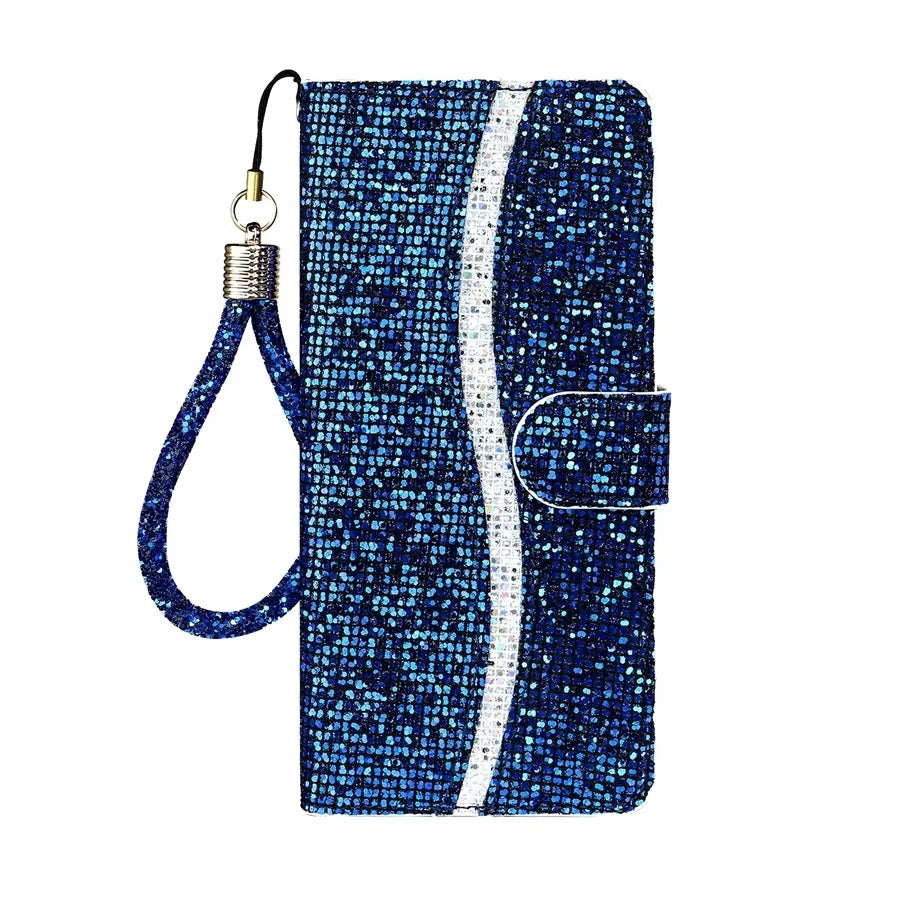 Luxury Apple iPhone Case, MagSafe Compatible, Camera Lens and Screen Protection, Ultra Thin, Shockproof, Magnetic, Full All Around Protection, Glitter Wallet Strap Cover