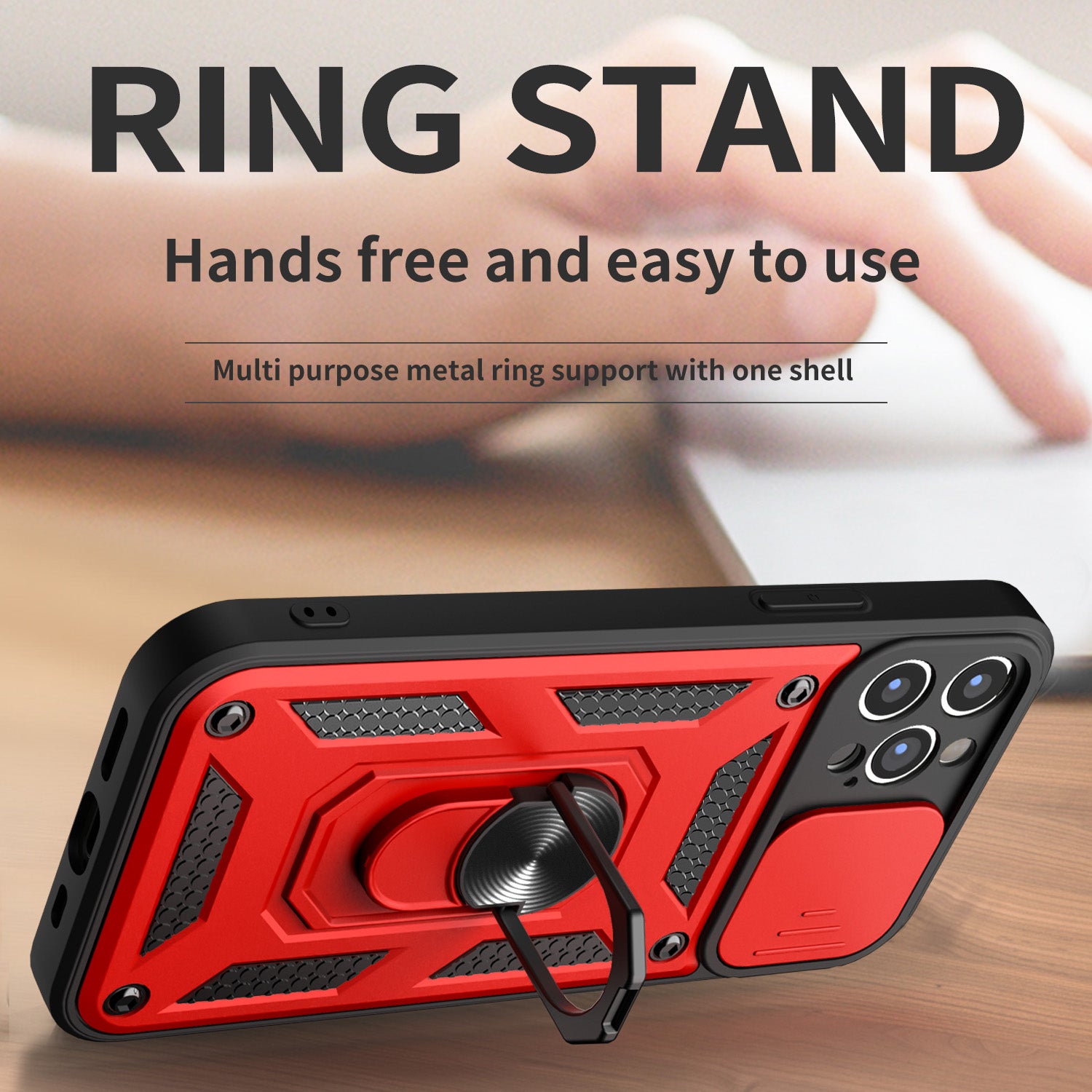 Shockproof Armor iPhone Case – Slide Camera Lens Protection, Rugged Full-Body Cover for iPhone Models