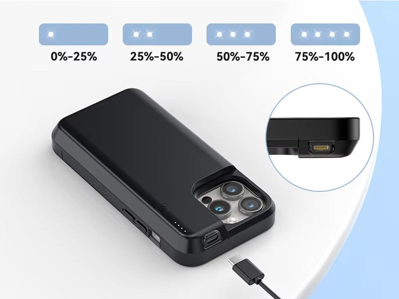 High Quality Apple iPhone Case MagSafe Compatible, Camera Lens & Screen Protection, Ultra Thin Shockproof Magnetic Full All Around Protection Cover with 8000mAh Battery Pack