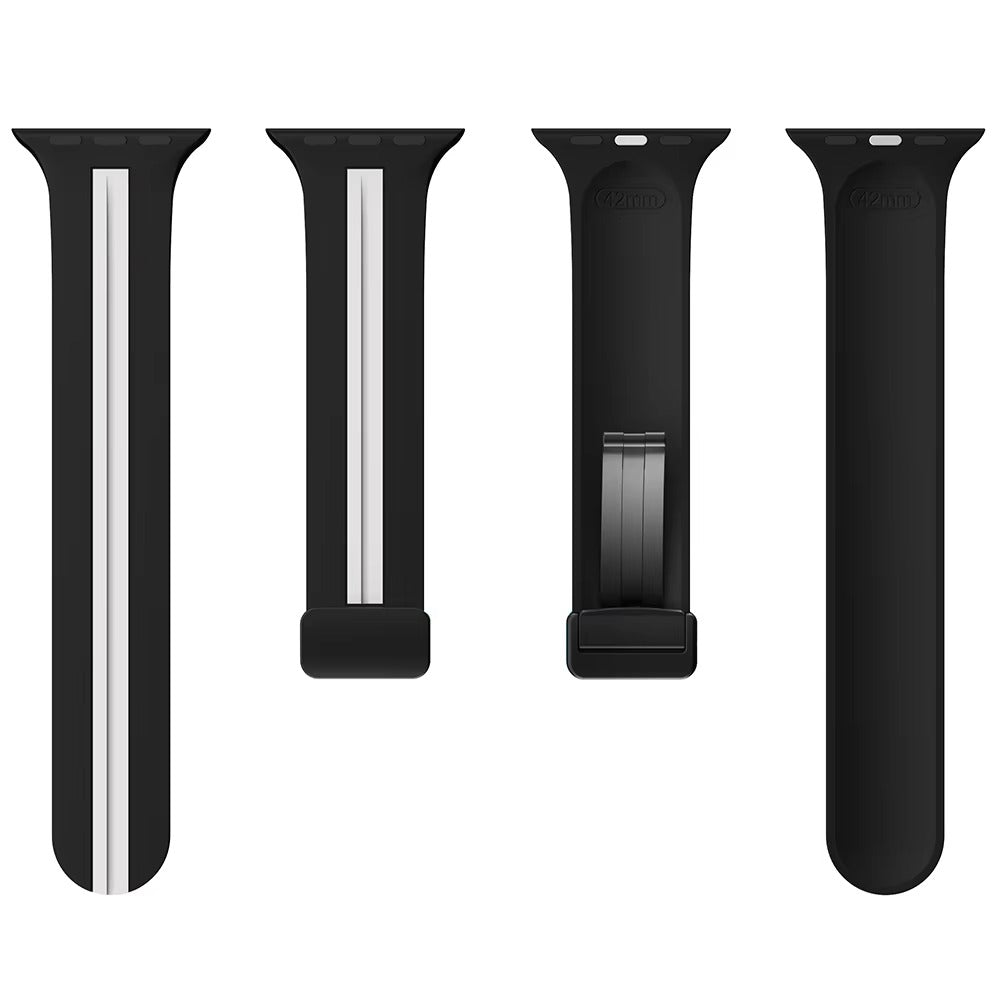 Magnetic Silicone Smartwatch Strap – Breathable Replacement Band with Snap Closure, Compatible with 38mm to 49mm Watches